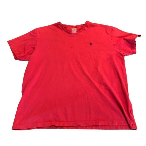 Polo R Lauren & Co Men’s Red V Neck T-shirt Large - Picture 1 of 6